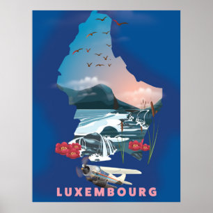 Luxemburg Karta illustrerade reseaffischen. Poster