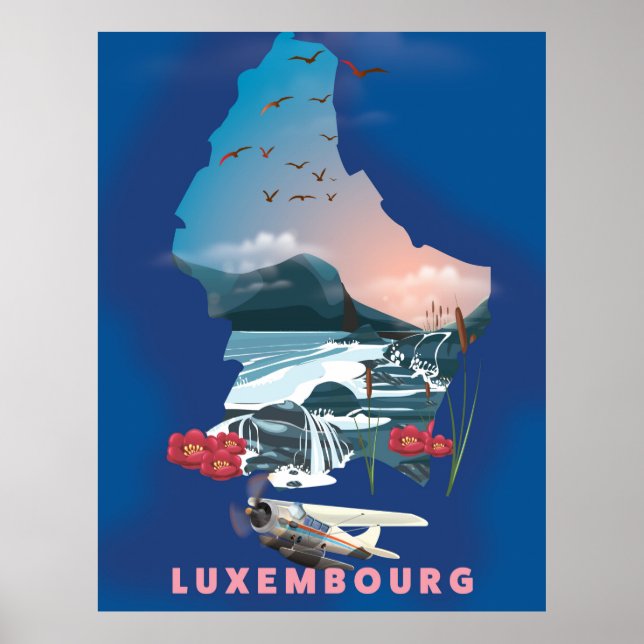 Luxemburg Karta illustrerade reseaffischen. Poster (Framsidan)