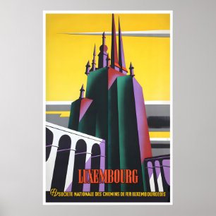 Luxemburg konsttryck Vintage reseinlägg (H1889) Poster