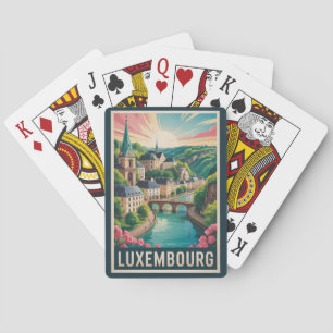 Luxemburg Landskapsillustration Resa Konst Retro Casinokort