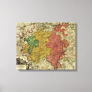Luxemburg- Panoramisk kartaLuxemburg Canvastryck