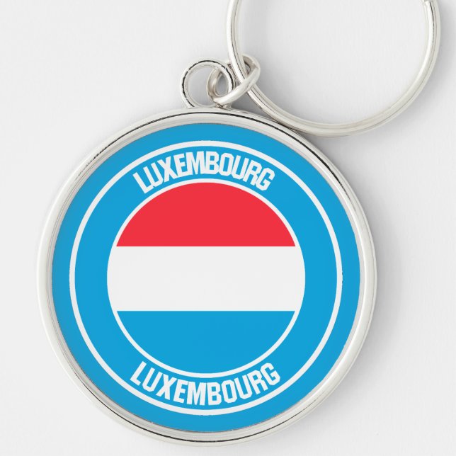 Luxemburg Round Emblem Rund Silverfärgad Nyckelring (Framsidan)