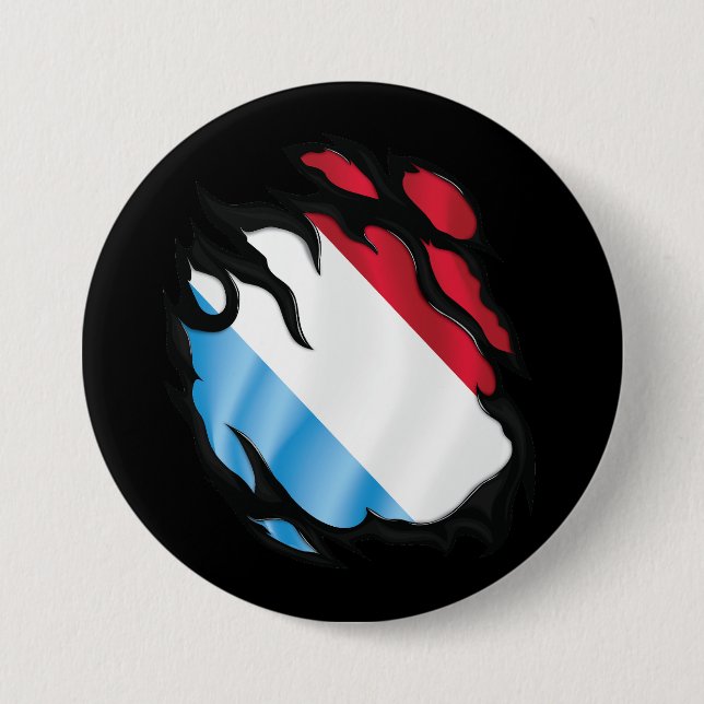 Luxemburg Sönderriven Flagga Knapp (Framsida)