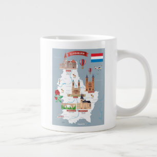 Luxemburg Tecknad Karta Jumbo Mugg