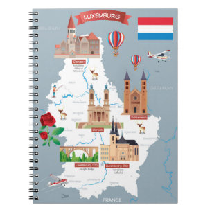 Luxemburg tecknadkarta anteckningsbok