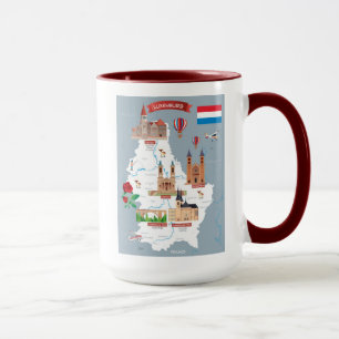 Luxemburg tecknadkarta mugg