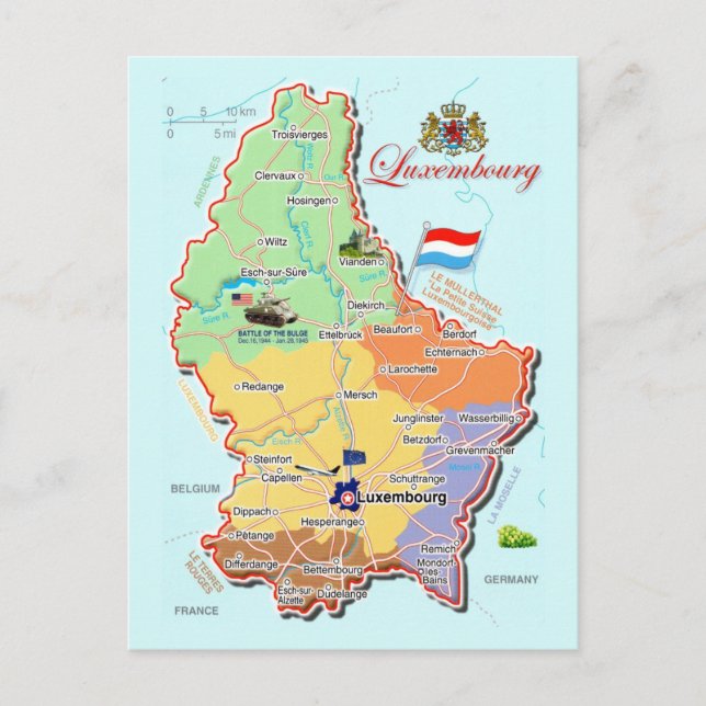Luxemburg Tyskland Karta vykort (Framsida)