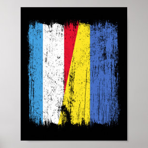 Luxemburg Ukraina Halv Flagga Luxemburgsk Ukrainsk Poster