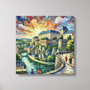 Luxemburgs stadsfästning Panorama Sträckt Canva Canvastryck