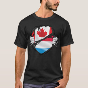 Luxemburgsk Kanadensiska Händer Rivna Rötter Flagg T Shirt