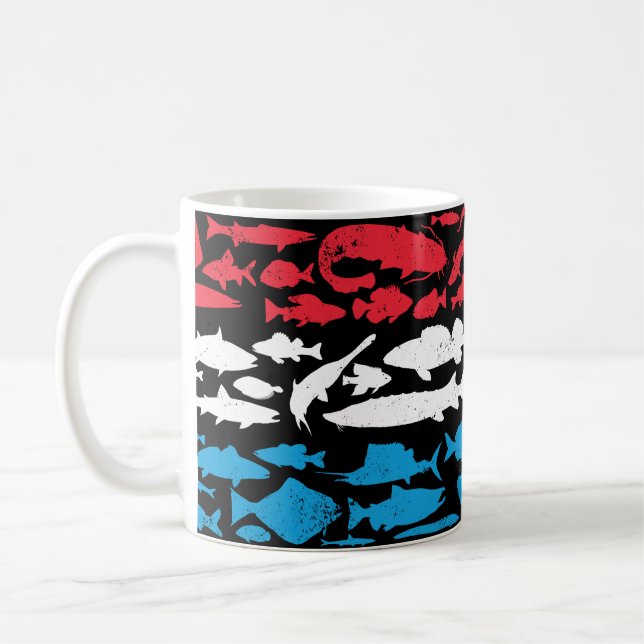Luxemburgska Flagga av fisk - fiskdesign Kaffemugg (Vänster)