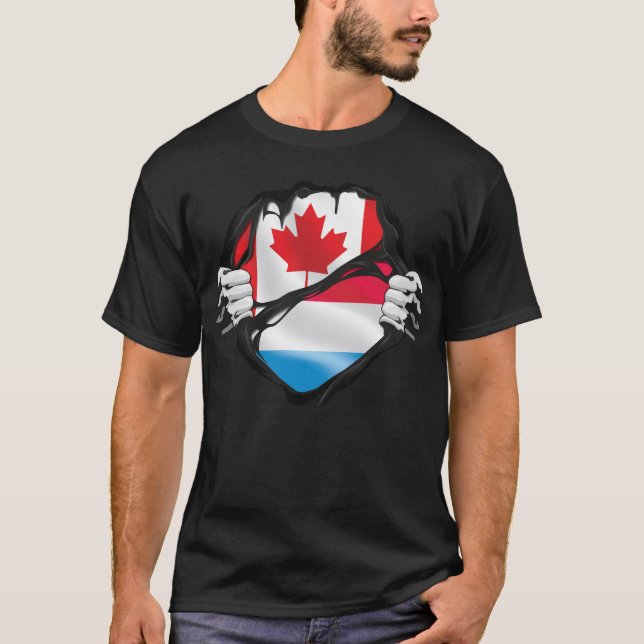 Luxemburgska kanadensiska Händer Ripping Roots Fla T Shirt (Framsida)