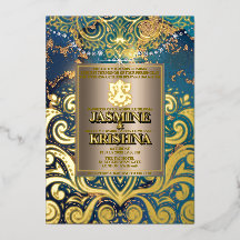 LuxGlitter Blue Guld Hindu Ganesha Indian Bröllop