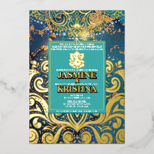 LuxGlitter Blue Guld Hindu Ganesha Indian Bröllop