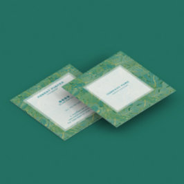 Luxgrönt och guld handflatan löv mönster fyrkantigt visitkort