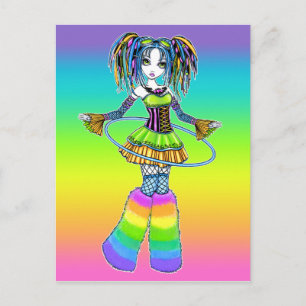 "Luxie" Postkort för Rainbow Cyber Goth Hula Ring Vykort