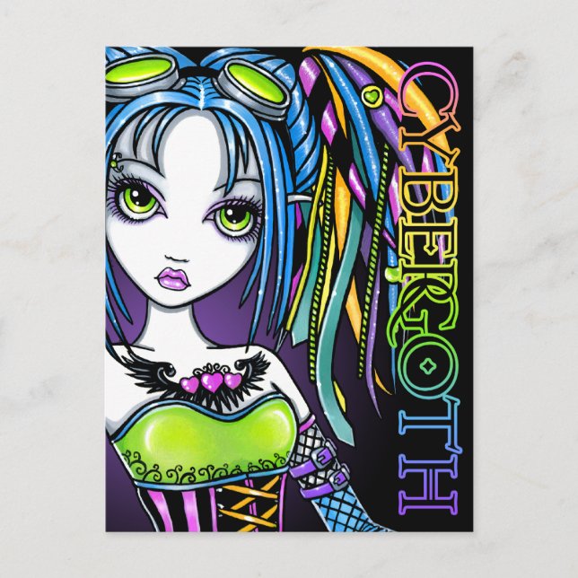 Luxie Rainbow Cyber Goth Fairy-vykort Vykort (Framsida)