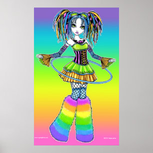 "Luxie" Rainbow Cyber Goth Hula Ring Fae Poster
