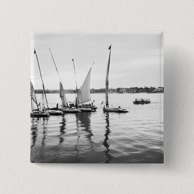 Luxor Egypten, Feluccas på Nilen Knapp (Framsida)