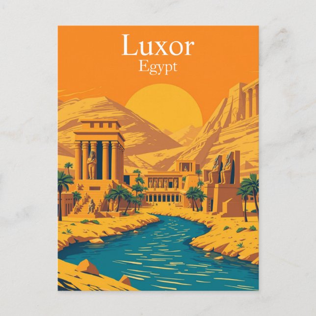 Luxor, Egypten Vintage resor Vykort (Framsida)