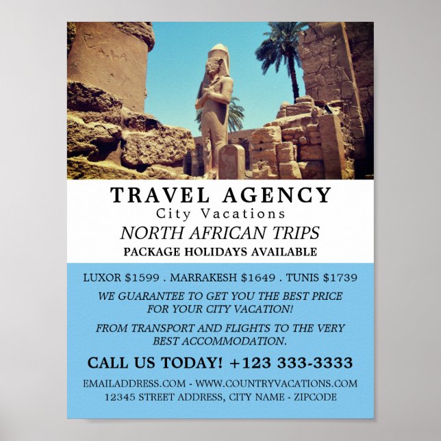Luxor Temple, Egypten, Travel Agency Rekltising Poster (Framsidan)