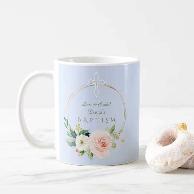 LuxRosa  Blommigt Vita Kor Boy Baptism Kaffemugg (Med munk)