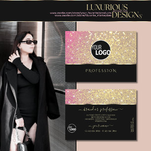 LuxRosa Lila Guld Glitter Stars Logotyp Black Visitkort