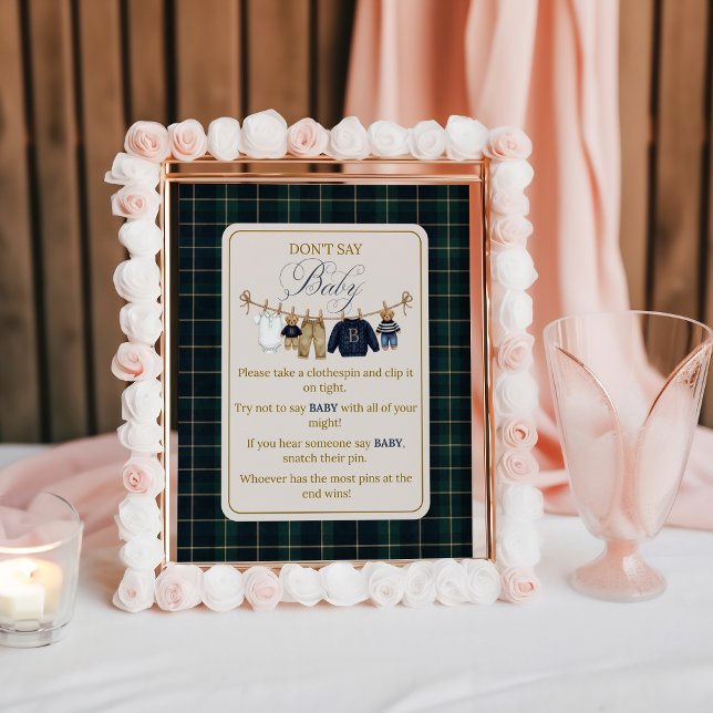 Luxsary  Bear Plaid Baby Shower Dont Say Game Poster (Skapare uppladdad)