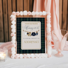 Luxsary  Bear Plaid Baby Shower Help Mom Addressee Poster