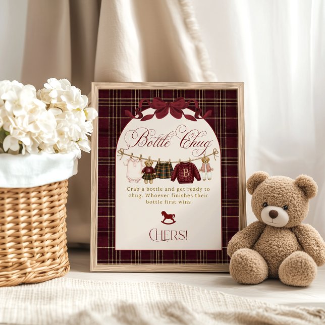 Luxsary Teddy Baby Shower Girl Plaid Bottle Chug Poster (Skapare uppladdad)