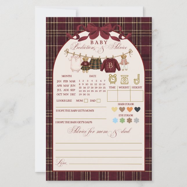 Luxsary Teddy Baby Shower Girl Plaid Game (Framsida)