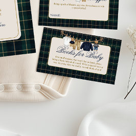Luxsary Teddy Bear Plaid Baby Shower Book Request Tilläggskort