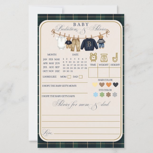 Luxsary Teddy Bear Plaid Baby Shower Game (Framsida)