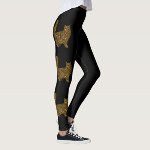 Luxuberad metallfoliekatt av guld leggings