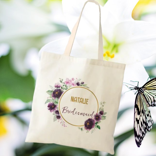 Luxuly Classic guld boho blommigts Bridesmaid lila Tygkasse (Skapare uppladdad)