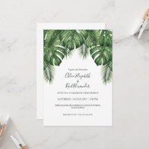Luxuös modern palmblad hawaiiansk bröllopsinbjudan