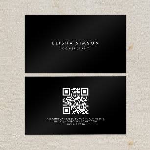 Luxurialistisk minimalistisk svartvit QR-kod Visitkort
