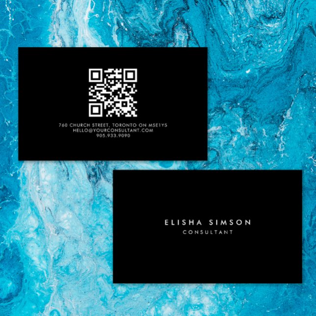 Luxurialistisk minimalistisk svartvit QR-kod Visitkort (Skapare uppladdad)