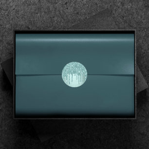Luxuridisk dropp Party Turkos Blue Glitter Pour Runt Klistermärke