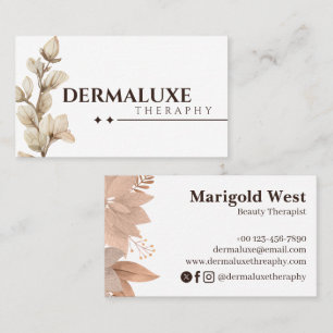 Luxuridisk Elegant Botanical Soft Beige Marble Löv Visitkort