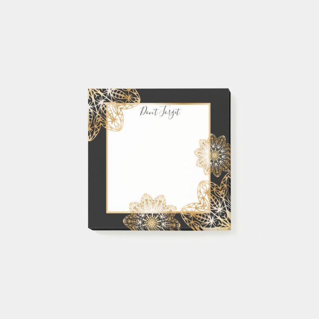 Luxuridisk Elegant Metallic Faux Guld Mandalas Post-it Block (Framsida)