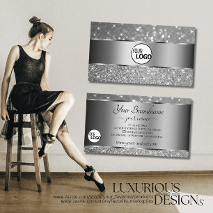 Luxuridisk Gnistra Glitter Stars Logotyp Modern Visitkort