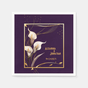 Luxuridisk Lila & Ivory Calla Lily Bröllop Pappersservett