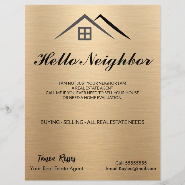 Luxuridisk metall Guld Reklamblad (Framsidan)