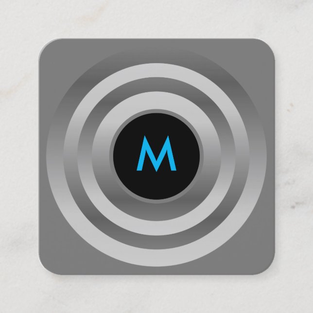 Luxuridisk, modern futuristiska runt knapp ram sq fyrkantigt visitkort (Framsida)