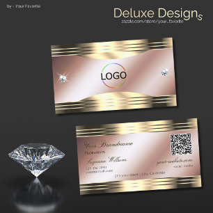 Luxuridisk Ro Guld Shiny Diamonds Logotyp QR-kod Visitkort