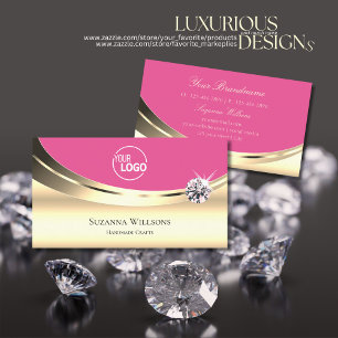 Luxuridisk Rosa Guld med Logotyp Sparkling Diamond Visitkort