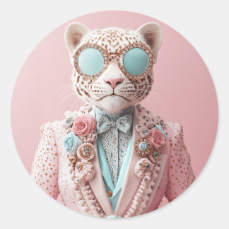 Luxuridisk Rosa Leopard Elegance Runt Klistermärke