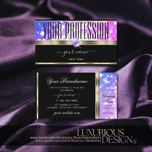 Luxuridisk Rosa Lila Gnistra Glitter Black Guld Visitkort