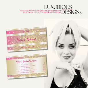 Luxuridisk Rosa Lila Guld Glitter Stars Elegance Visitkort